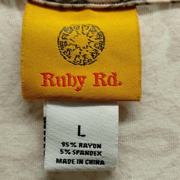 Ruby Rd. Women's Size Large Pink Boho Medallion Tassel 3/4 Sleeves Soft Top - Picture 6 of 6